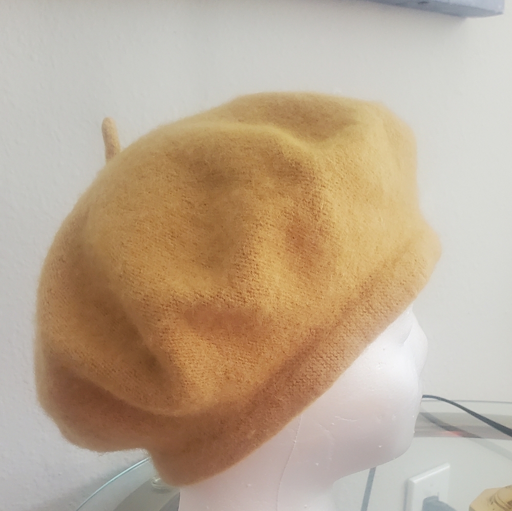 Beret Hat Classic French Stile Color Yellow - Picture 3 of 8